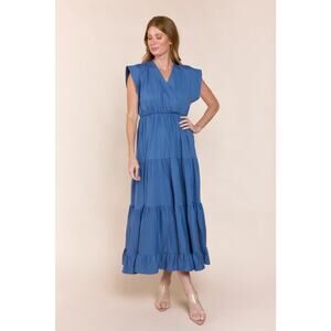 Sofia Made in Italy *IN NAVY BLUE* Tahoe Tiered Maxi Dress XS S